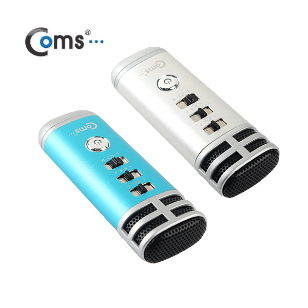 Coms 스마트폰 노래방 마이크(휴대용 미니)-믹서 기능,블루