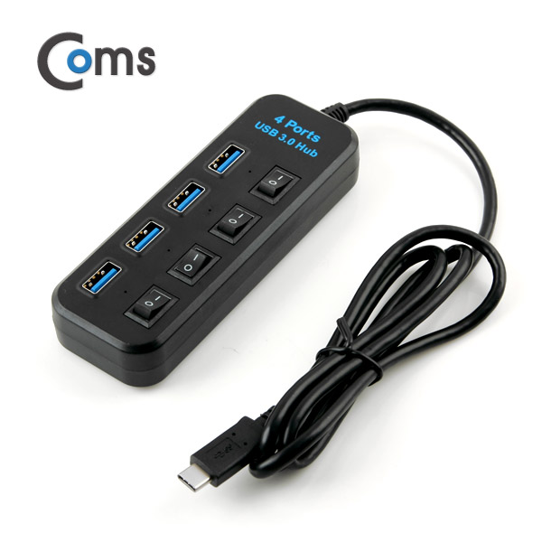 Coms USB 3.1(Type C) to USB 3.0 4포트 허브 (개별 스위치)
