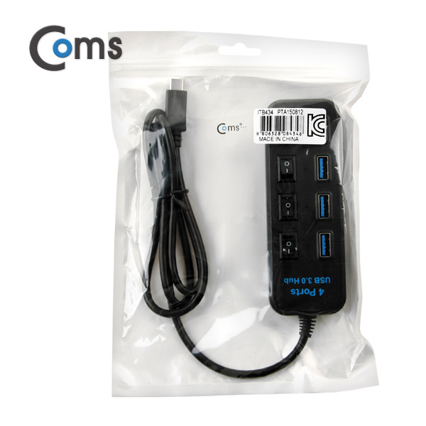 Coms USB 3.1(Type C) to USB 3.0 4포트 허브 (개별 스위치)