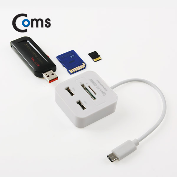 Coms USB 3.1 카드리더기(Type C) USB 2Port/SD/Micro SD