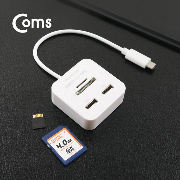 Coms USB 3.1 카드리더기(Type C) USB 2Port/SD/Micro SD