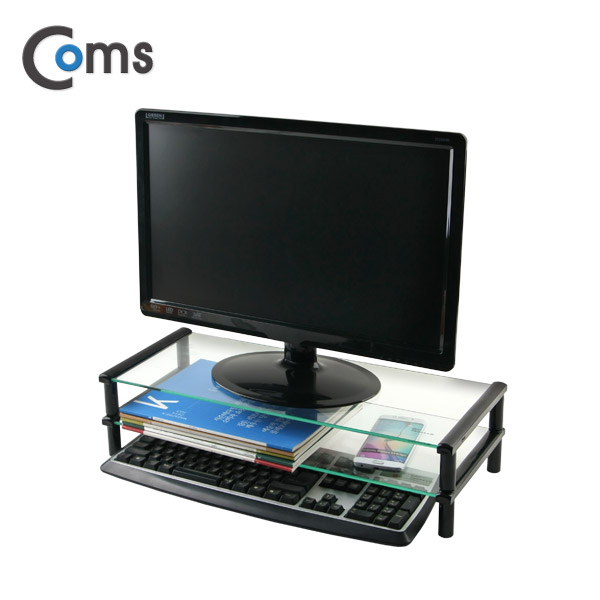 Coms 키보드 숨김 받침대 / 2단 스탠드(520x210), 블랙