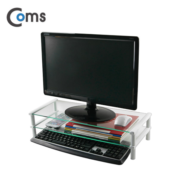 Coms 키보드 숨김 받침대 / 2단 스탠드(520x210), 화이트