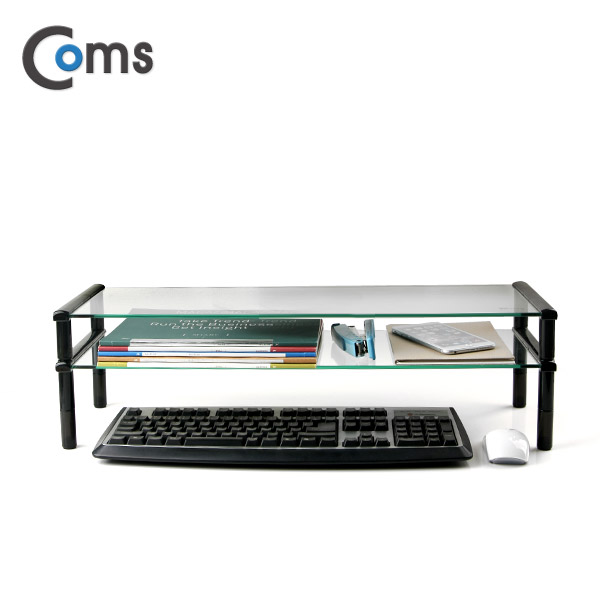 Coms 키보드,마우스 숨김 받침대 / 2단 스탠드(620x210), 블랙