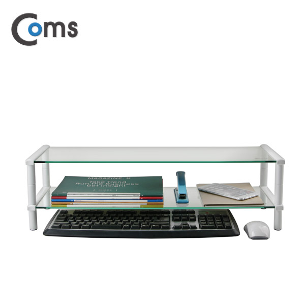Coms 키보드,마우스 숨김 받침대 / 2단 스탠드(620x210), 화이트