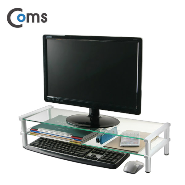 Coms 키보드,마우스 숨김 받침대 / 2단 스탠드(620x210), 화이트
