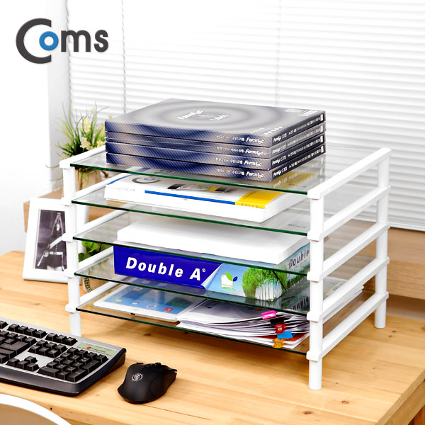 Coms 다용도 5단 진열장/GS435W, (5T=470x310)x5, 화이트