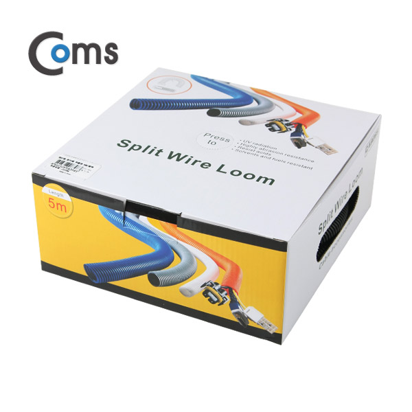 Coms 케이블 정리용 주름관 (너비: 13mm/길이: 5M/White)