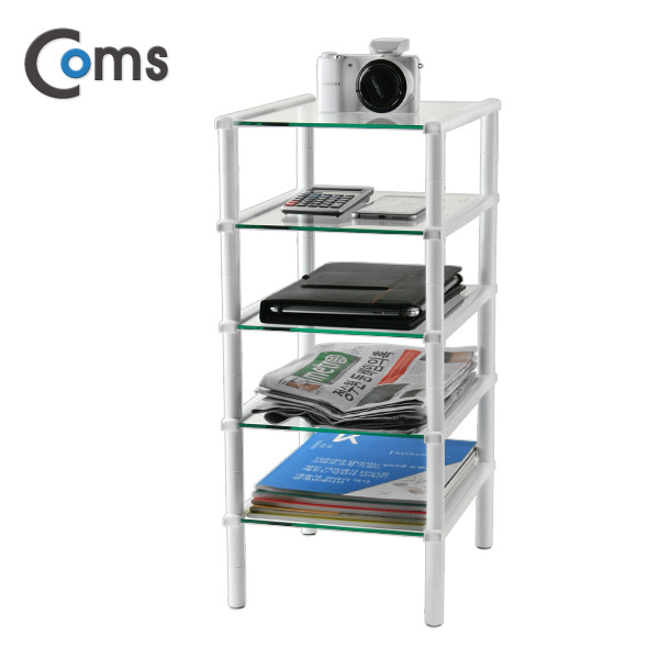 Coms 다용도 5단 진열장/GS235W, (5T=250x310)x5, 화이트