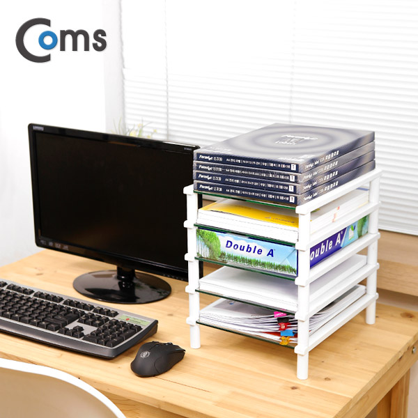 Coms 다용도 5단 진열장/GS235W, (5T=250x310)x5, 화이트