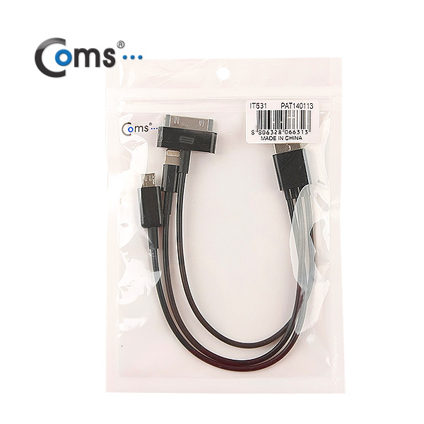 Coms 아이폰 5 케이블(3 in 1/멀티), 20cm/Black
