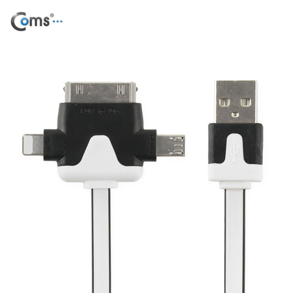 Coms iOS 스마트폰 5 케이블(3 in 1/멀티), T형/Black/8핀/충전