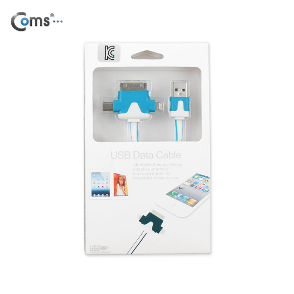 Coms iOS 스마트폰 5 케이블(3 in 1/멀티), T형/Blue/8핀/충전