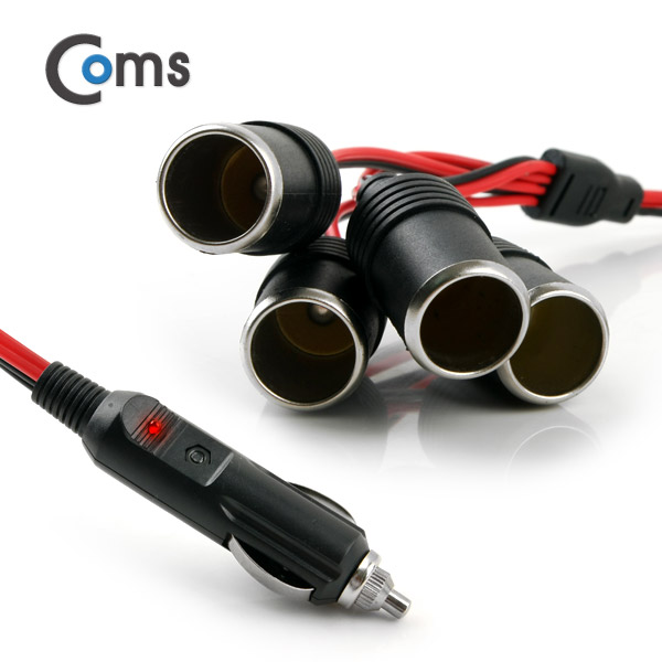 Coms 차량용 시가 Y형 분배기, 4분배, 케이블형 40cm / 시가잭(시거잭)