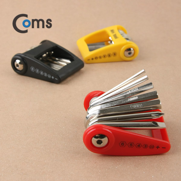 Coms 공구-미니렌치 (육각,+,-) 색상랜덤발송