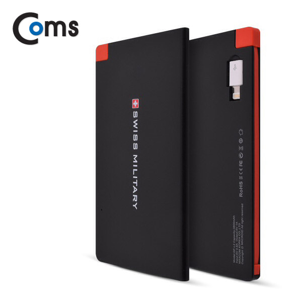 Coms 비상충전기 Swiss Military 3800mAh, Black / 보조 배터리