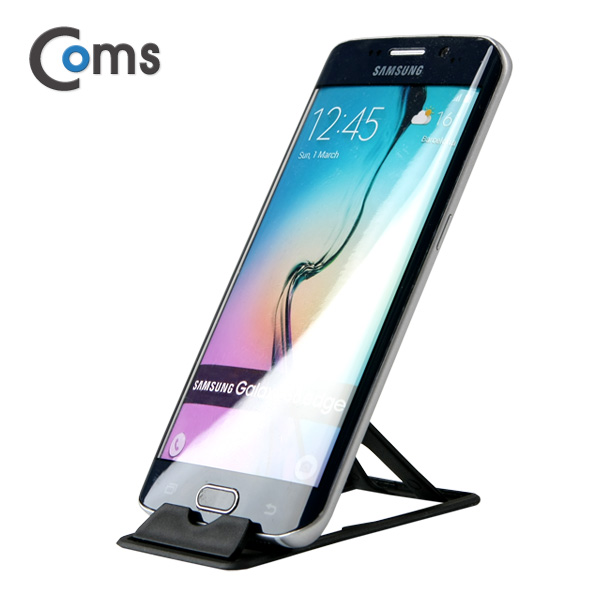 Coms 스마트폰 거치대 (탁상용/접이식/카드지갑/폴더식), Black