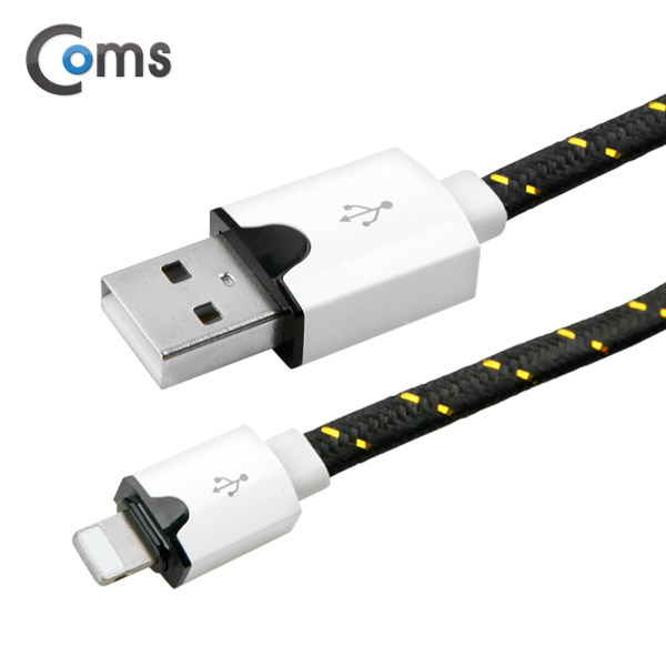 Coms A사 iOS 스마트폰 IOS 8핀 (8Pin) 케이블(Flat형) 1M, 스네이크무늬 Black