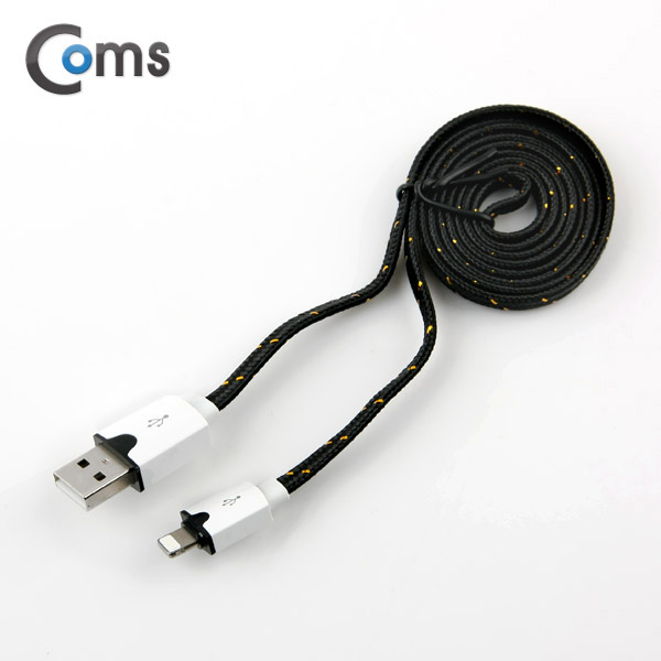 Coms A사 iOS 스마트폰 IOS 8핀 (8Pin) 케이블(Flat형) 1M, 스네이크무늬 Black