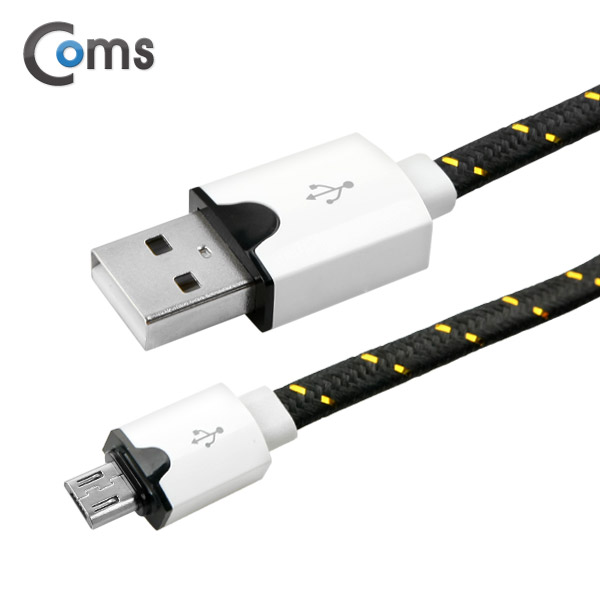 Coms USB/Micro USB(B) 케이블(Flat형) 1M, 스네이크무늬 Black