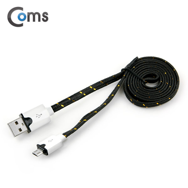 Coms USB/Micro USB(B) 케이블(Flat형) 1M, 스네이크무늬 Black