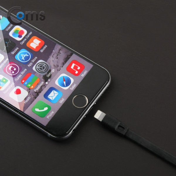 Coms A사 IOS 8Pin (8핀) 스마트폰 케이블(Flat형) 1M, Black
