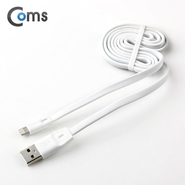 Coms A사 IOS 8Pin (8핀) 스마트폰 케이블(Flat형) 1M, White