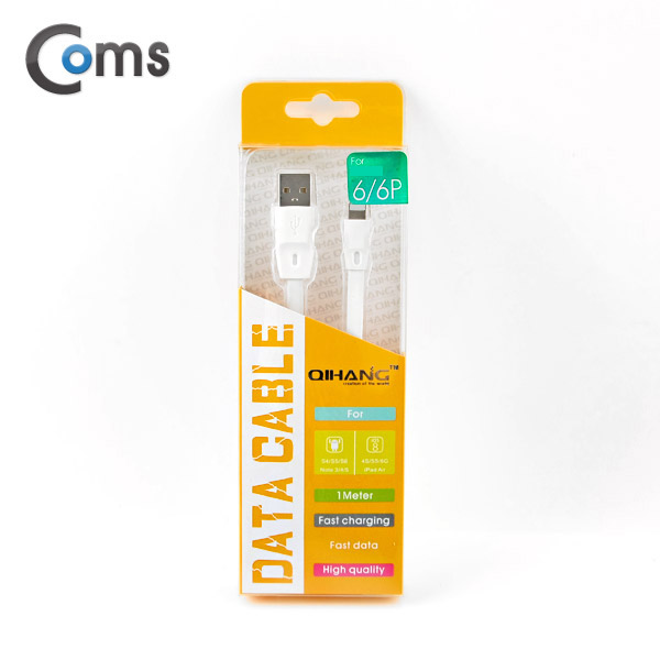 Coms A사 IOS 8Pin (8핀) 스마트폰 케이블(Flat형) 1M, White