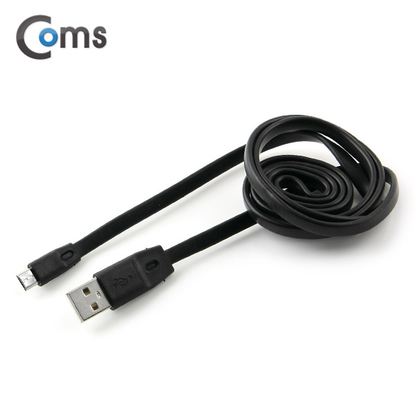 Coms USB/Micro USB(B) 케이블(Flat형) 1M, Black