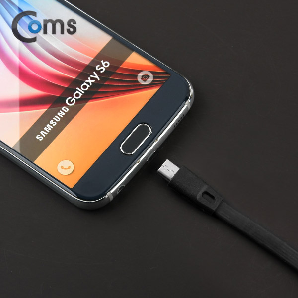 Coms USB/Micro USB(B) 케이블(Flat형) 1M, Black