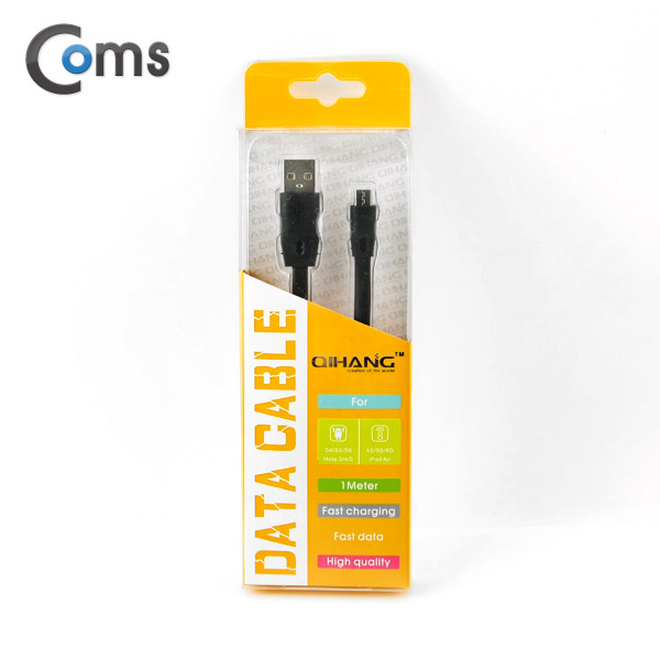 Coms USB/Micro USB(B) 케이블(Flat형) 1M, Black