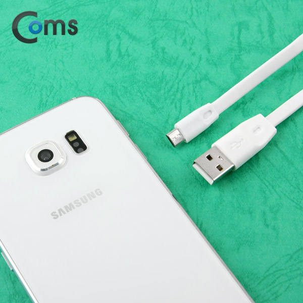 Coms USB/Micro USB(B) 케이블(Flat형) 1M, White
