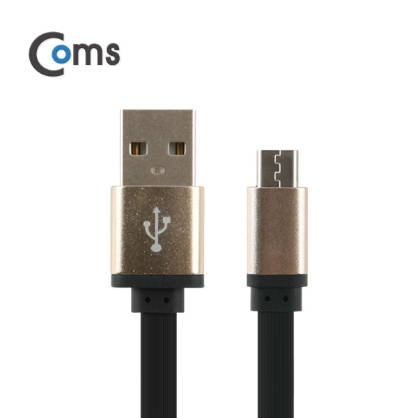 Coms 스마트폰 수동감김(Micro B) 케이블 Black/Metal