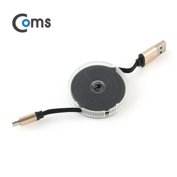 Coms 스마트폰 수동감김(Micro B) 케이블 Black/Metal