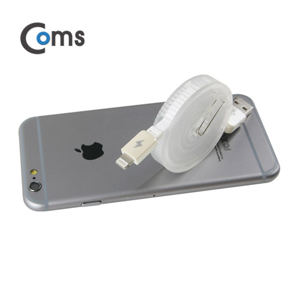 Coms 스마트폰 수동감김(A사 iOS 스마트폰) 케이블 White
