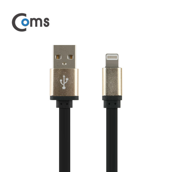 Coms 스마트폰 수동감김(라이트닝) 케이블 Black/Metal