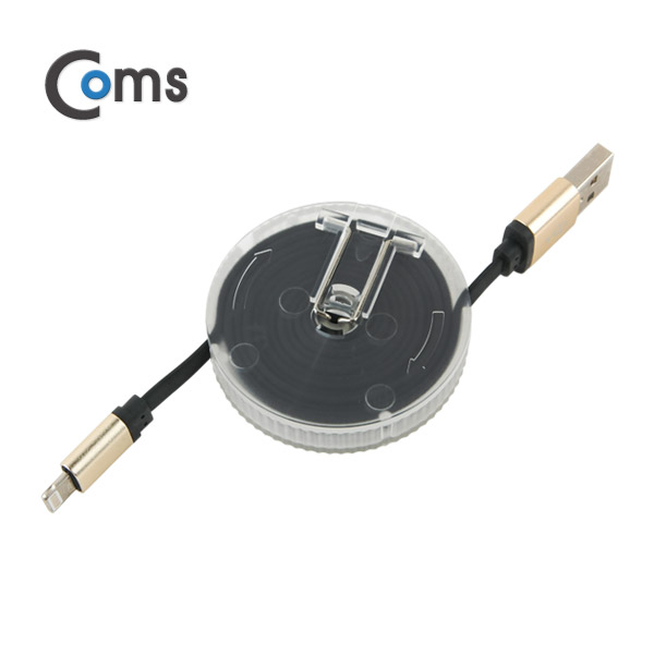 Coms 스마트폰 수동감김(라이트닝) 케이블 Black/Metal