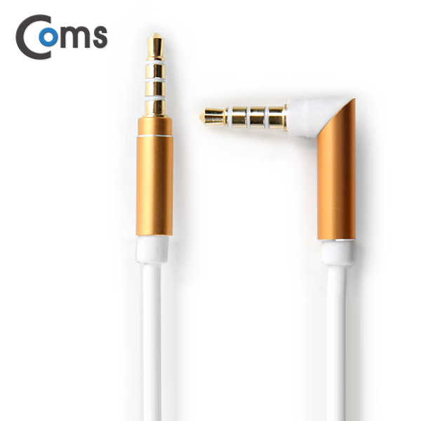 Coms 스테레오 케이블 (3.5/4극) 1M/꺾임(꺽임), White/Stereo