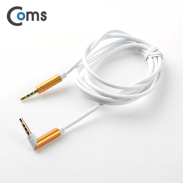 Coms 스테레오 케이블 (3.5/4극) 1M/꺾임(꺽임), White/Stereo
