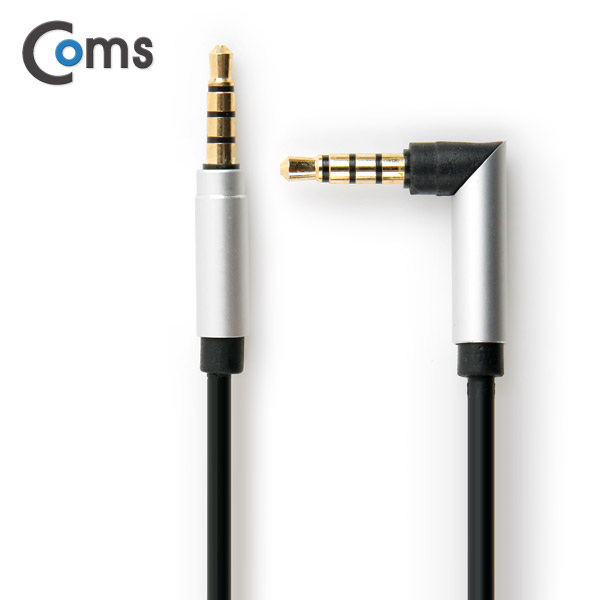 Coms 스테레오 케이블 (3.5/4극) 1M/꺾임(꺽임), Black/Stereo