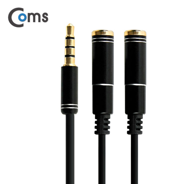 Coms 스테레오 케이블 Y형 30cm, 4극/Metal Black/Stereo