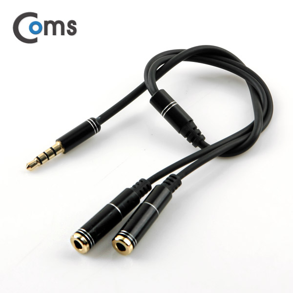 Coms 스테레오 케이블 Y형 30cm, 4극/Metal Black/Stereo