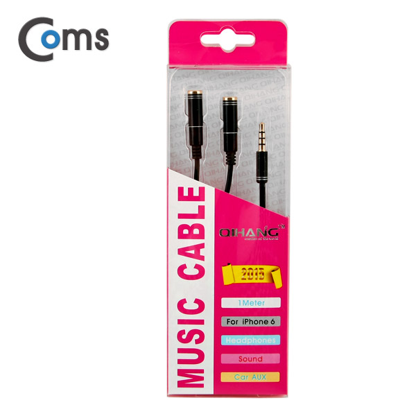 Coms 스테레오 케이블 Y형 30cm, 4극/Metal Black/Stereo