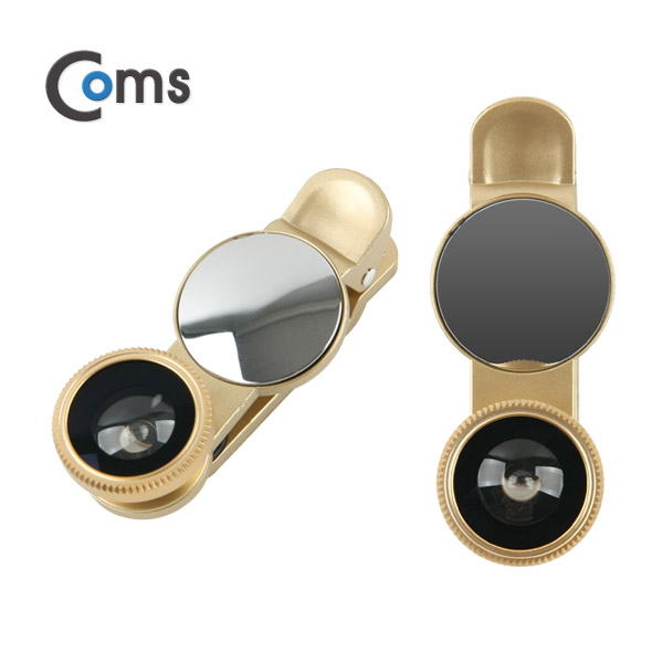 Coms 3 in 1 스마트폰 카메라 확대경 (셀카렌즈) Macro/피쉬아이/Wide, 반사경