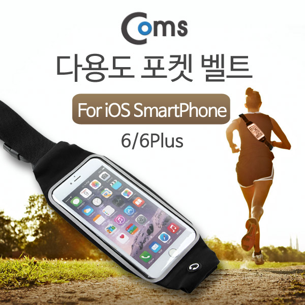 Coms 다용도 포켓 벨트, iOS SmartPhone 6Plus용/Black