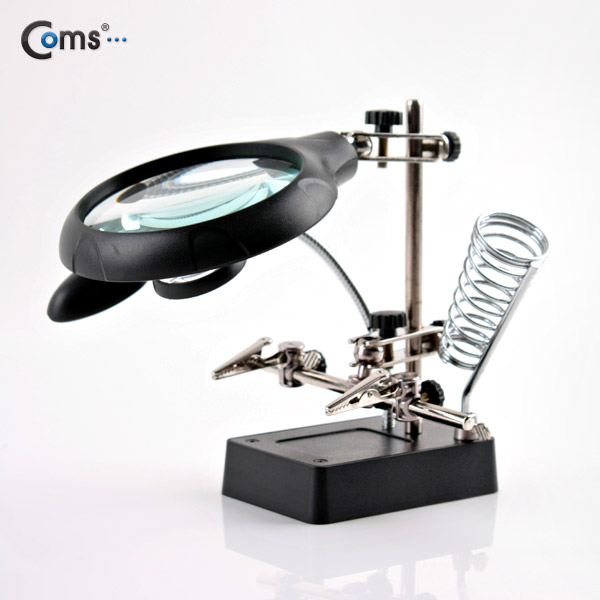 Coms 공구-납땜 보조 작업 스탠드(확대경/집게/인두거치/LED)