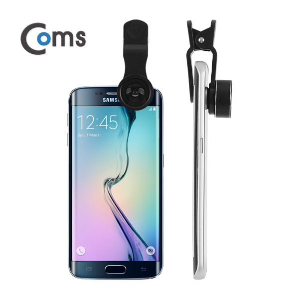 Coms 셀카렌즈, 스마트폰 카메라 확대경(3 in 1) 렌즈교체형/Black
