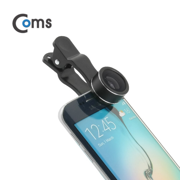 Coms 셀카렌즈, 스마트폰 카메라 확대경(3 in 1) 렌즈교체형/Black