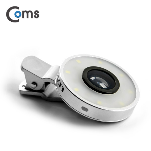 Coms 스마트폰 카메라 확대경 (Fish Eye) LED 라이트 셀카 렌즈, Silver, 피쉬아이