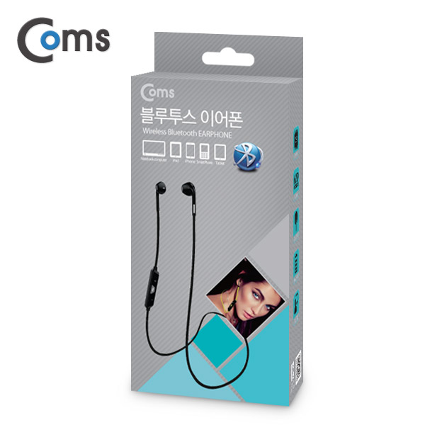Coms 블루투스 이어셋/이어폰 (Black) / (인이어 가이드 제공) / evn1
